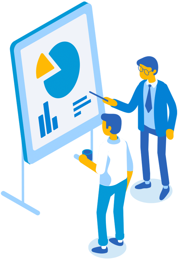 Consultants reviewing analysis charts